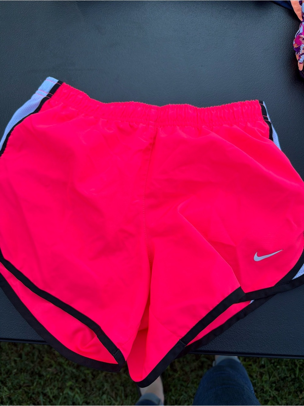 Nike Women's Neon Pink Running Shorts with Black Trim
